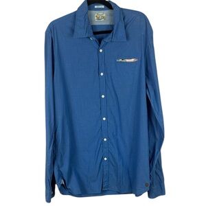 Scotch & Soda 100% Cotton Men's Blue Casual Button-Down Shirt Size XL